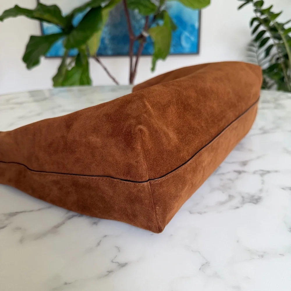 NWT Madewell The Mylie Shoulder Bag in Italian Suede Russet Multi Whiskey Brown - Picture 6 of 14